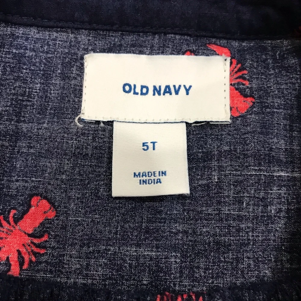 Girls Old Navy Lobster Crawfish Blouse  3/4 Sleeve w/ 3 Button Neckline Size 5…